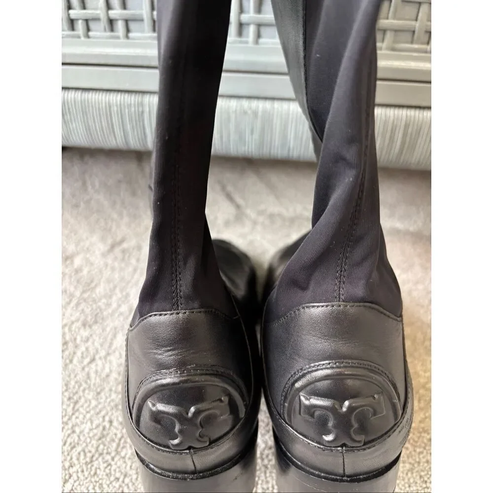 Tory Burch Caitlin Stretch Boots Sz 8.5 Black, $495